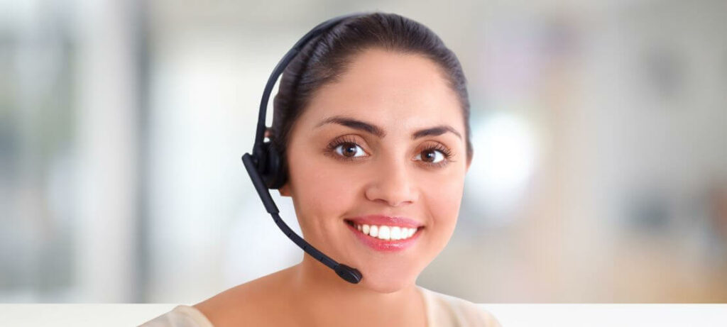 Smiling female call center agent